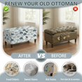 thumbnail image 6 of FOR U DESIGNS Blue Leaf Print Stretch Ottoman Cover for Flip-Top Storage Bench Washable Rectangle Footstool Slipcover with Elastic Band, Dustproof Non-Slip Stool Protector for Pets Dogs Cats, 6 of 7