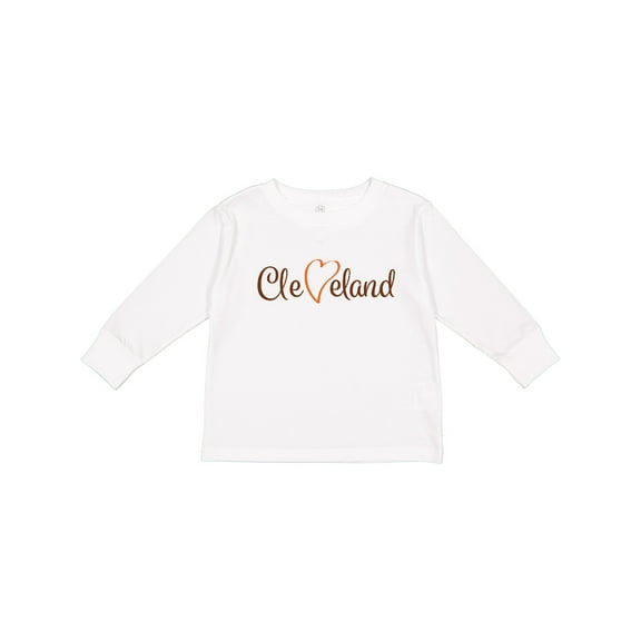 Inktastic Cleveland Heart Cursive Orange Boys or Girls Long Sleeve Toddler T-Shirt