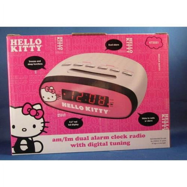 LED Hello Kitty Projection Alarm Clock Radio Digital Tuning+Battery Back up