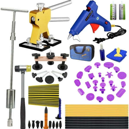 Paintless Dent Repair Tools Dent Puller Kits Pops a Car Dent Removal Kit, Slide Hammer & Glue Gun for Automobile Body Motorcycle Refrigerator Washer