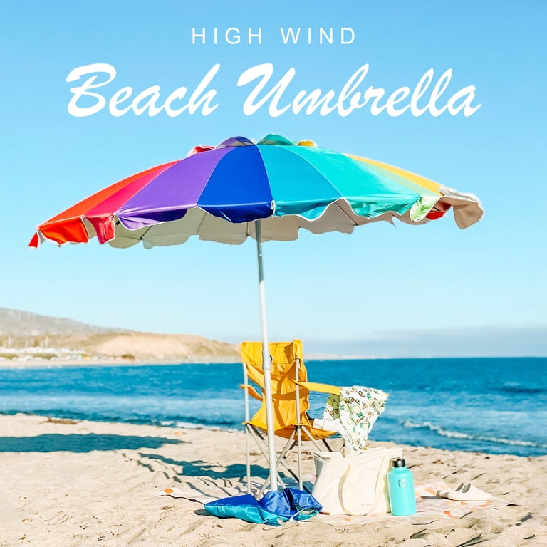 Ammsun 7.5 Ft Heavy Duty Beach Umbrella, Rainbow photo 2