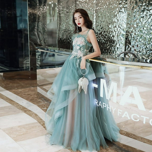Colourpop Vestidos Largos De Noche Para Mujer Para Debut 18 Anos 2021 Moda Elegante Banquete Reunion Anual Anfitrion Bordado Colorpop Tul Graduacion De Baile Walmart en linea