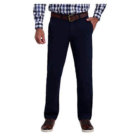 Haggar Stretch Straight Ultimate Travel Chino Pants w/Flex Waist Dark Navy 32X32