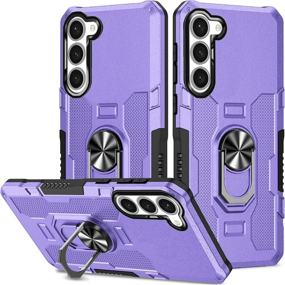 for Samsung Galaxy S23 Plus Case with Metal Ring Kickstand for Women & Men, Heavy-Duty Protection Shockproof Bumper Cover Case for Samsung Galaxy S23 Plus TY Purple
