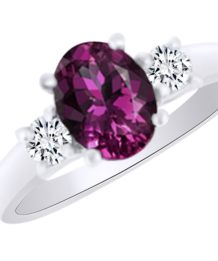 (2ct) Simulated Pink Sapphire & White Diamond Three Stone Engagement Ring In 14k Solid Gold With Ring Size 4 by Jewel Zone US