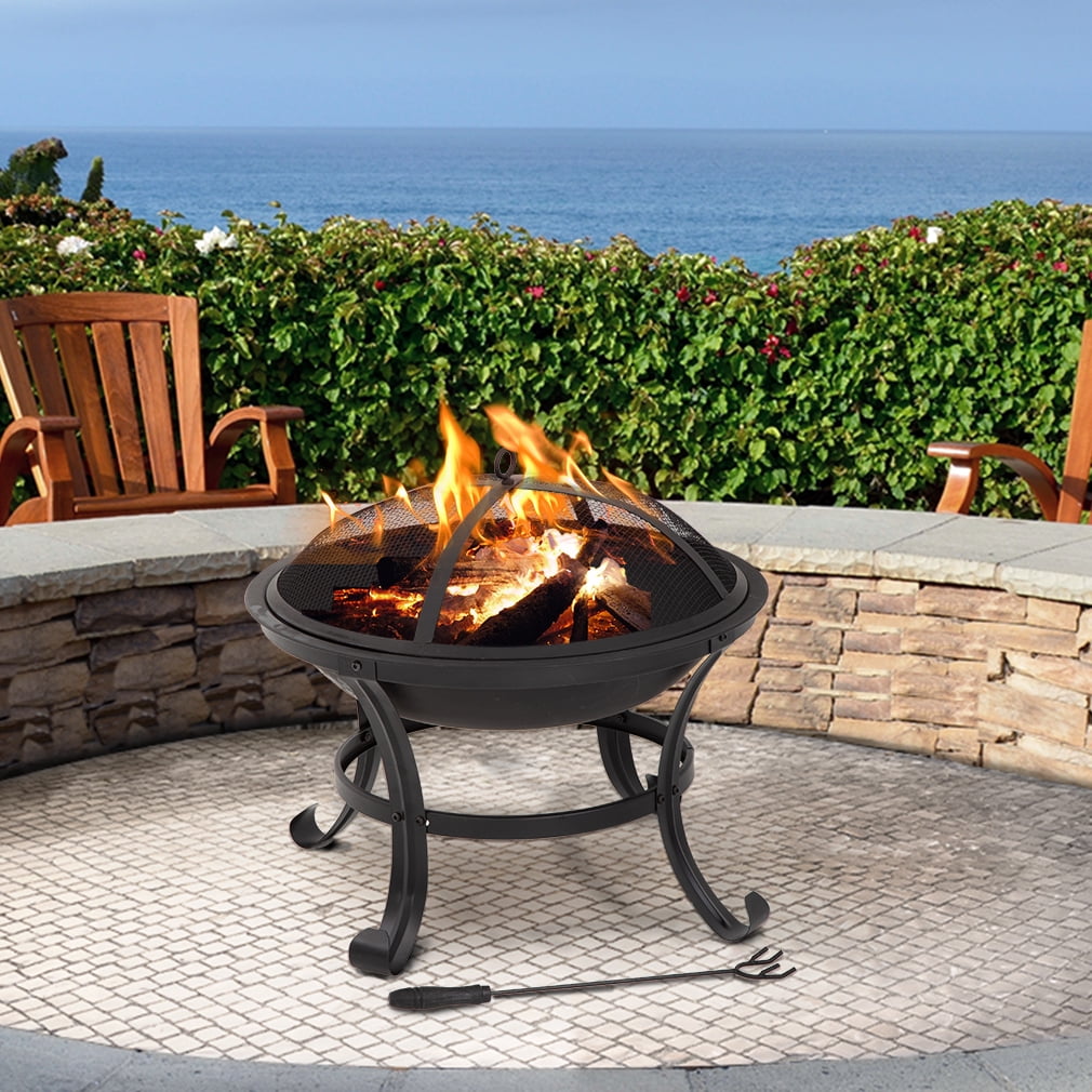 22 Outdoor Fire Pit Round Firepit Metal Fire Bowl Fireplace