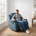 thumbnail image 2 of Lifestyle Furniture 3 Piece Modern Microfiber Reclining Living Room Set Blue, 2 of 8