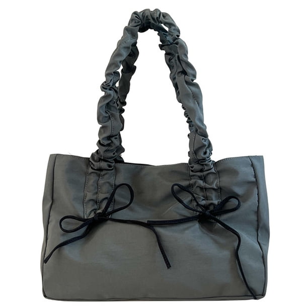 Bolso Hombro Mano Nailon para Mujer Color Sólido Con Lazo Hobo Elegante