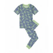 Sleep On It Boys Green Dino Super Soft Snug Fit 2-Piece Pajama Sleep Set - Blue (Sizes 2T-12)