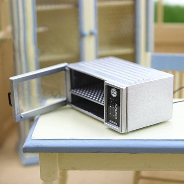 12 casa de utensilios de cocina en miniatura aleación modelo de horno de cocina decoración de de comedor Hugo Horno de microondas para casas de muñecas
