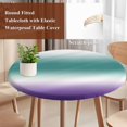 thumbnail image 3 of Turquoise Purple Ombre Round Tablecloth 55-60 Inch Round Fitted Table Cloth with Elastic Edge, Modern Color Gradient Abstract Art Waterproof Table Cover Protector for Outdoor Picnic Party Dining, 3 of 9