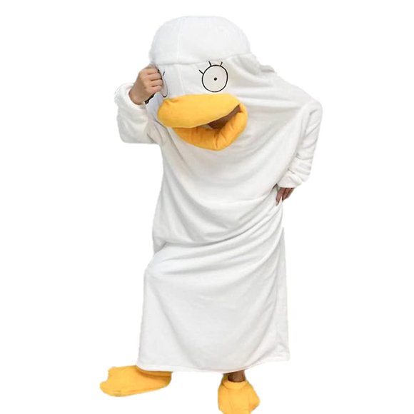 Anime Gintama Elizabeth Duck Nightgown Bathrobe Flannel Blanket Unisex Funny One-piece Pajamas + Shoes