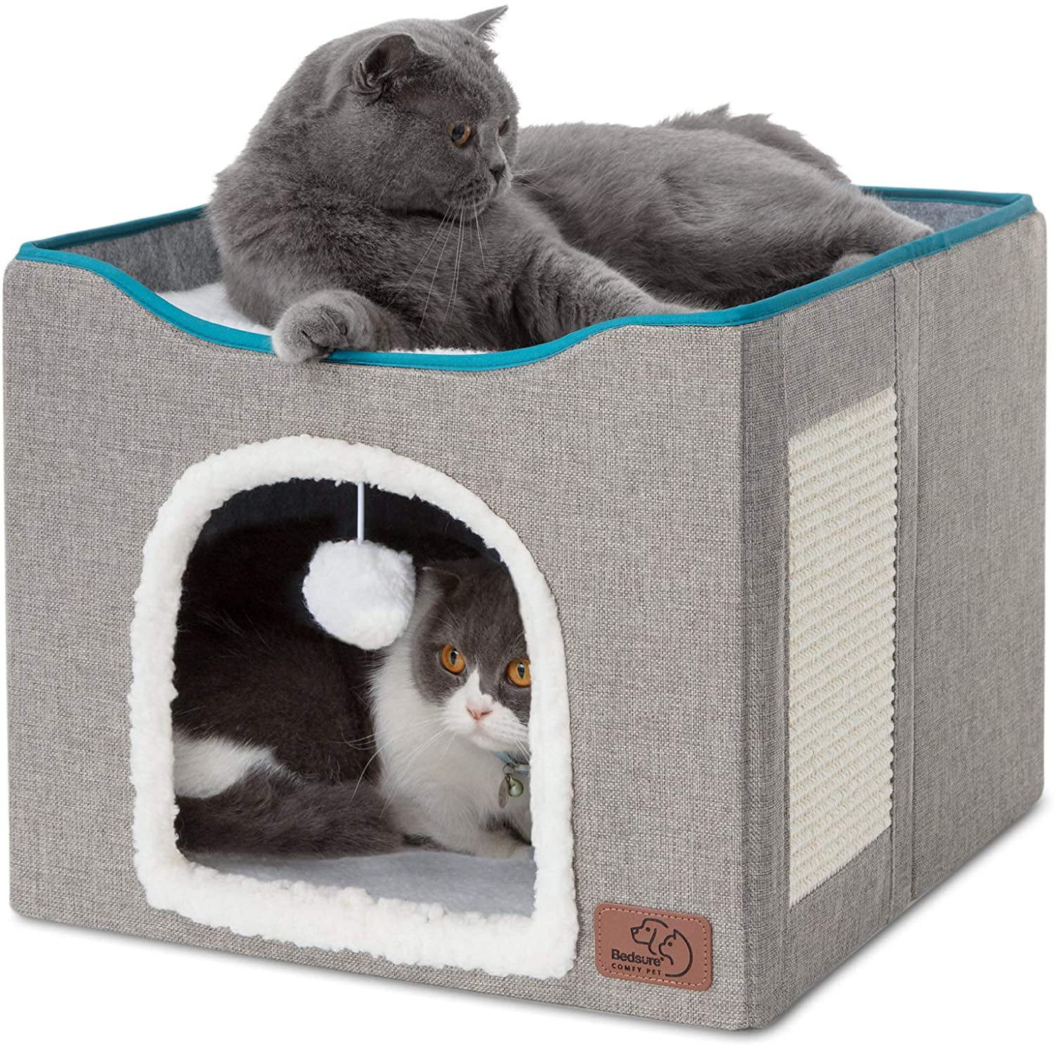 High-Strength Wood Board Without Odor Teodty Cat Beds for Indoor Cats Soft Fabric Can be Double-Sided Use Cat Cave for Cat House with Scratch Pad 