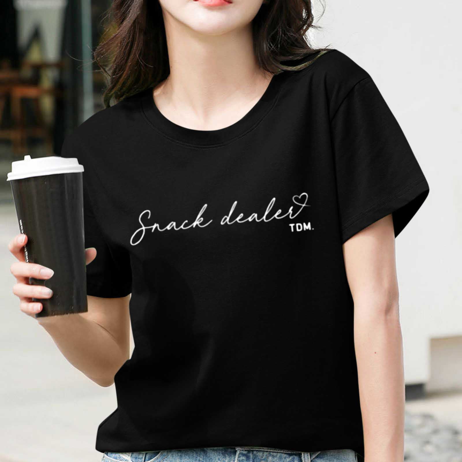 Women's Casual Neck T Shirt Letter Pattern Tees Loose Stylish Tops Flower Printed T Shirts Short Sleeve Blouse For Women Lightweight Quickly Dry Shirt - Walmart.com