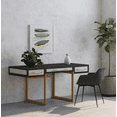 thumbnail image 2 of Moe's Home Collection Mako Solid Black Oak Frame 3-Drawers Writing Desk in Gray, 2 of 7