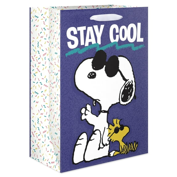 American Greetings 10 in. Blue Medium Snoopy and Woodstock Gift Bag, Stay Cool (1-Count)