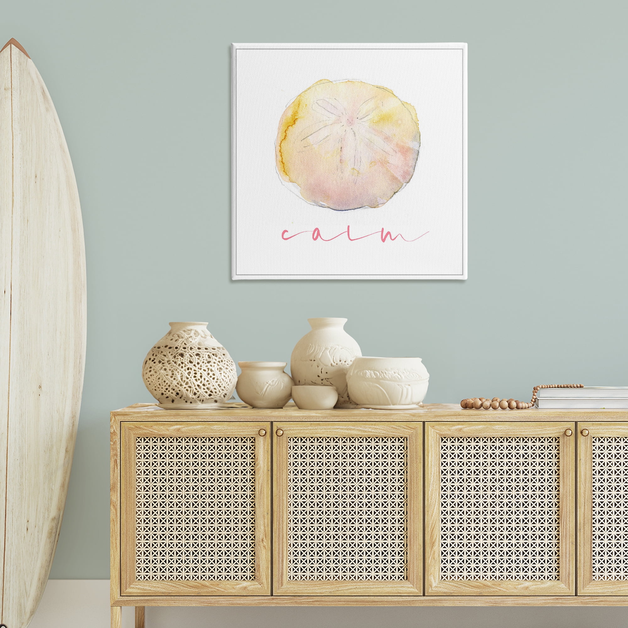 Stupell Industries Sand Dollar Calm Phrase Nautical & Beach Painting Wrapped Canvas Art Print Wall Art, 36 x 36