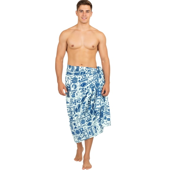HAPPY BAY Men's Standard Swimsuits Sarong Pareo Beach Wrap One size Cobalt, Multi Summer Vacation Party