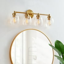 KAWOTI 4-Light Bathroom Light Fixtures, Antique Brass Vanity Wall Lamps over Mirror Bedroom Living Room Hallway