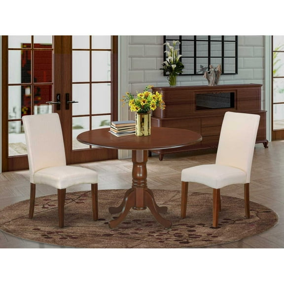East West Furniture Dining Room Set Mahogany, DLDR3-MAH-01