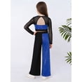 thumbnail image 6 of SiiRoh Girls Sequins Long Sleeve Cropped Top with Wide Leg Pants Sparkly Color Block Hip Hop Street Dance Outfits Royal Blue 14, 6 of 7