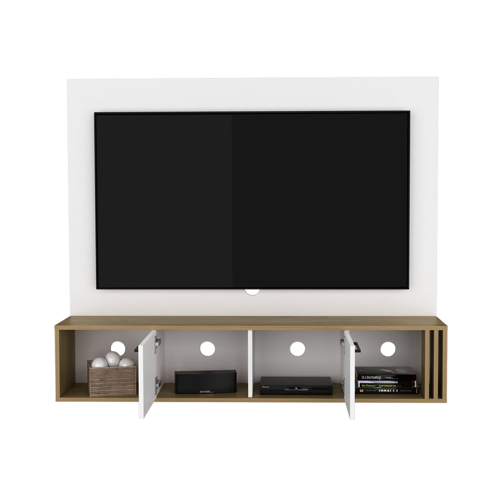 White/Macadamia Finish, Cable Management - Ensure an Organized Media Environment