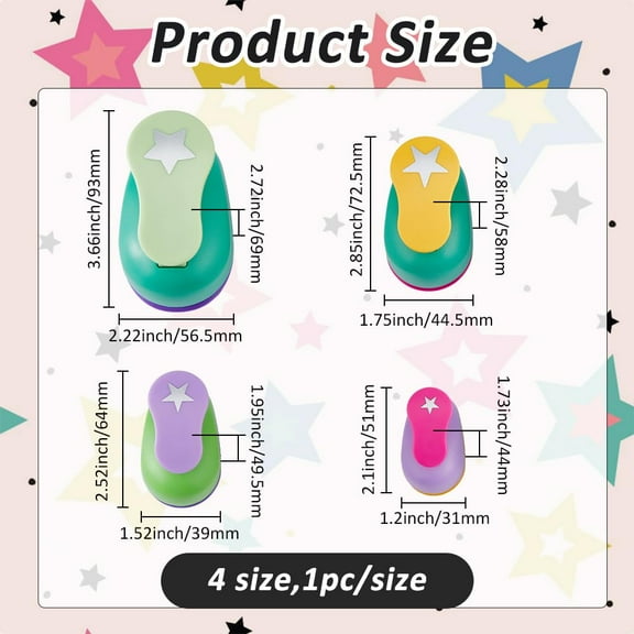 4Pcs 4 Styles Star Shape Craft Punch Single Crafting Scrapbook Punches Plastic Alloy Craft Punch Paper Shaper Scrapbooking Paper Crafts DIY Making Invitations Cards Decorations