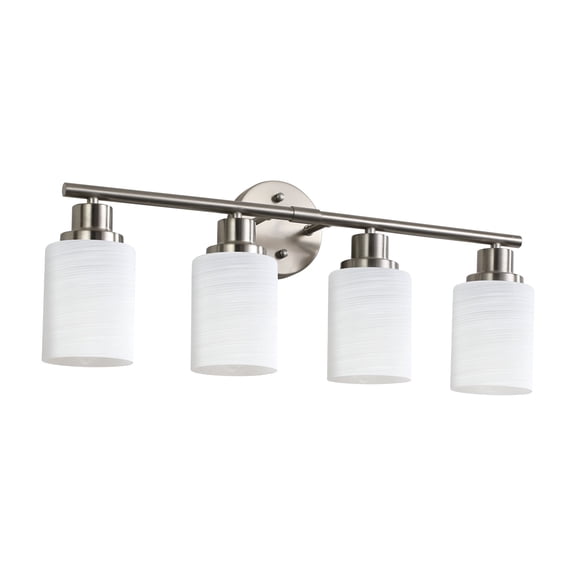 4-Light Bathroom Vanity Light with Frosted Glass Shades, E26 Base