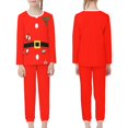 thumbnail image 3 of Renewold Holiday Family Pajama Set Elf Snowflake Sleepwear Nightwear 2 Pieces Skin Friendly Comfy Long Sleeve Loungewear for Teen Kids 3-4Y,Christmas Day, 3 of 5