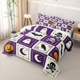 thumbnail image 3 of Feelyou Cute Ghost Skull Twin Quilt Set, Halloween Crow Pumpkin Twin Coverlet Set, Purple Cream, 2pcs, 1 Comforter and 1 Pillowcase, 3 of 7