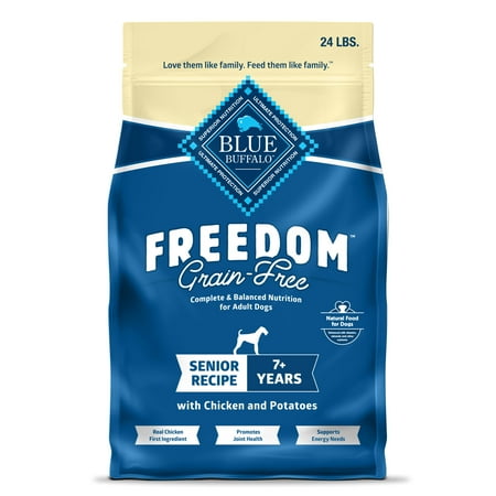 Blue Buffalo Freedom Grain-Free Senior Dry Dog Food, Chicken & Potatoes, 24-lb Bag