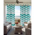 thumbnail image 4 of Turquoise Striped Ombre Blackout Curtains, Light Blocking Print Window Curtains, Geometric Modern Gradient Ocean White Thermal Insulated Window Drapes for Living Room 2 Panels, 104"W x 52"L, 4 of 9