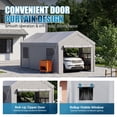 thumbnail image 4 of Sunmthink 10x20ft Heavy Duty Carport Canopy, Portable Outdoor Garage with Removable Sidewalls & Roll-Up Doors, All-Weather Car Shelter for Cars, Boats, Trucks and Tools Storage, Gray, 4 of 9