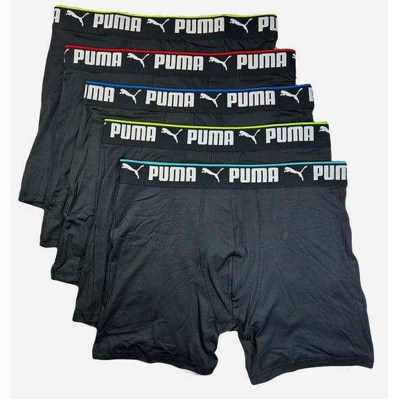 PUMA MEN'S 5 PACK - PHR 253 - 996 BLACK MULTI LARGE - BOXER BRIEF UNDERWEAR