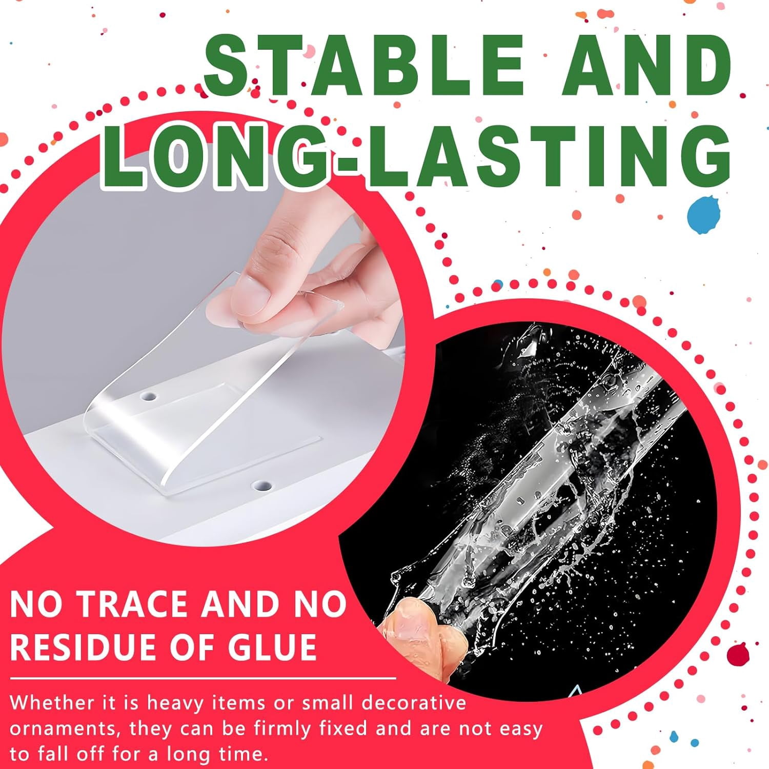 Nano Tape, Double Sided Tape, Removable Wall Tape for Hanging Picture, Poster, Carpet, Wall/Car/Home Mounting Strips, No Residue Clear Adhesive (4PCS)