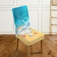 thumbnail image 3 of Xoenoiee Beach Starfish Seashell Print Chair Covers for Dining Room, Stretch Jacquard Dining Chair Covers, Removable Parsons Chair Slipcover, Washable Chair Protector for Hotel Restaurant, 1 Pack, 3 of 7