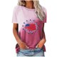 thumbnail image 1 of Camisetas Casuales de las Mujeres Que Cambian de Color Día de la Independencia Imprimir Cuello de la Tripulación, Novedad Gráfico Tops de las Mujeres Casuales, 1 of 6