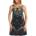 thumbnail image 1 of Balery Forest Meditating Tiger Vestidos de verano para mujer con estampado: vestido holgado sin mangas, vestido playero informal y cómodo para días calurosos., 1 of 7
