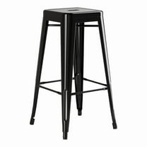 30'' High Backless Black Metal Restaurant Barstool For Indoor or Outdoor Use