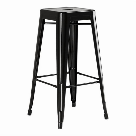 30'' High Backless Black Metal Restaurant Barstool For Indoor or Outdoor Use
