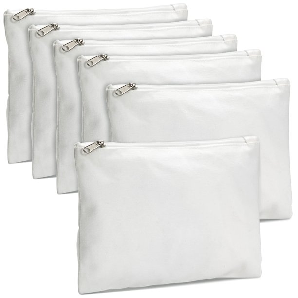 Set de bolsas de maquillaje Bright Creations, 6 unidades, lienzo blanco, 20 x 15 cm