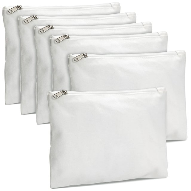 Set de bolsas de maquillaje Bright Creations, 6 unidades, lienzo blanco, 20 x 15 cm