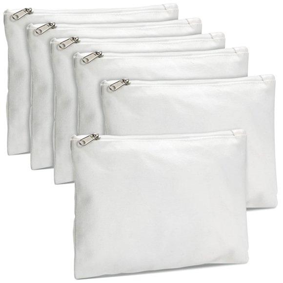 Set de bolsas de maquillaje Bright Creations, 6 unidades, lienzo blanco, 20 x 15 cm