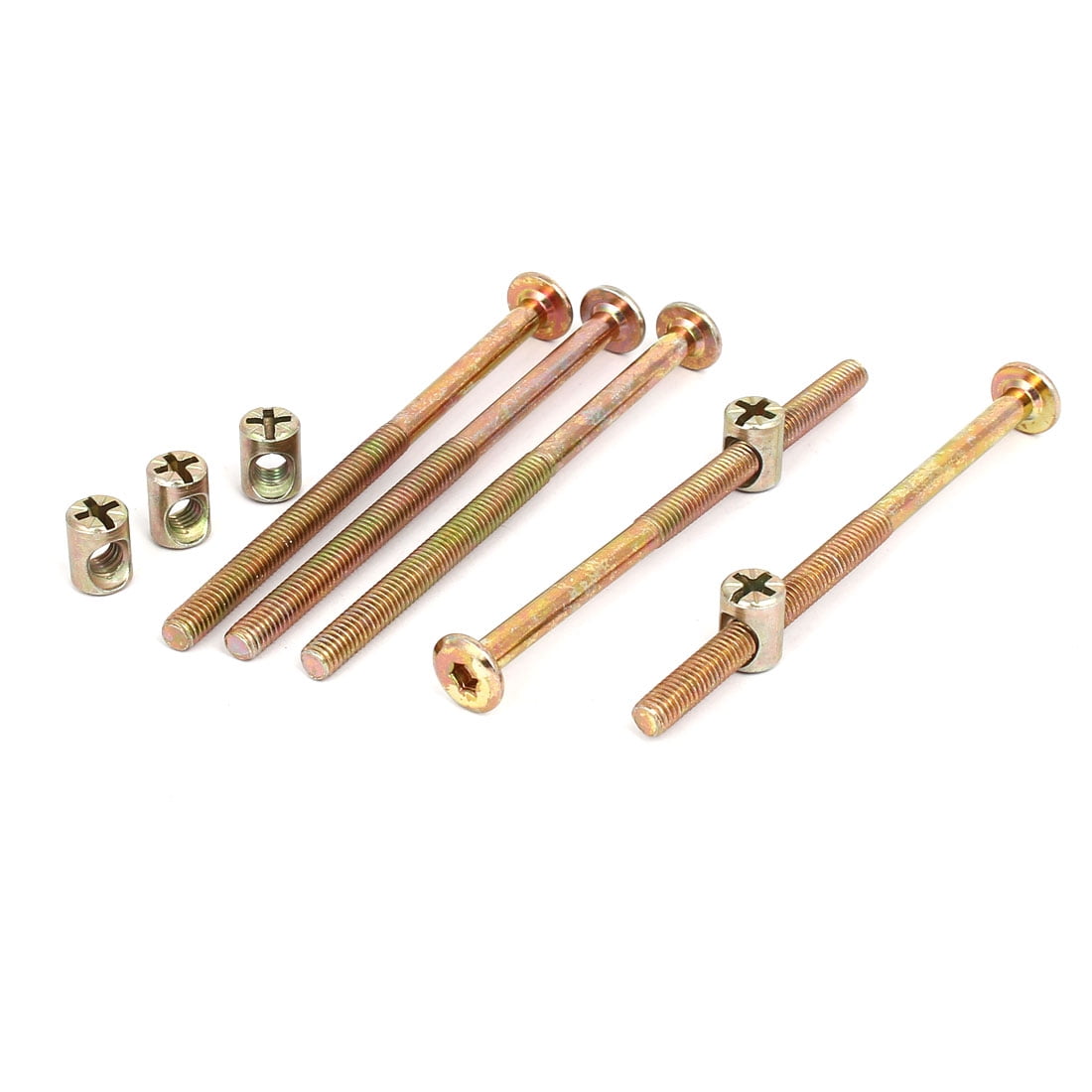 M6x100mm Hex Socket Drive Head Furniture Connecting Bolts w Barrel Nuts