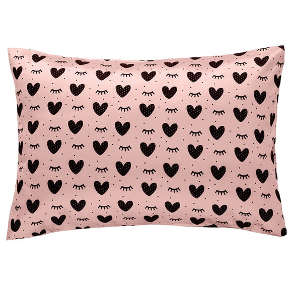 2-piece soft silk travel pillowcase 49 x 36cm baby forged face envelope style imitation silk printed pillowcase (heart-shaped)