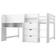 thumbnail image 5 of Harper & Bright Designs Full Low Loft Bed with Desk & Storage, Solid Wood Loft Bed with Drop-Down Cabinets, Bookcase & Whiteboard for Boys Girls, White, 5 of 12