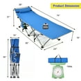 thumbnail image 2 of Costway Folding Camping Cot Heavy-Duty Outdoor Cot Bed w/ Side Storage Pocket Blue, 2 of 10