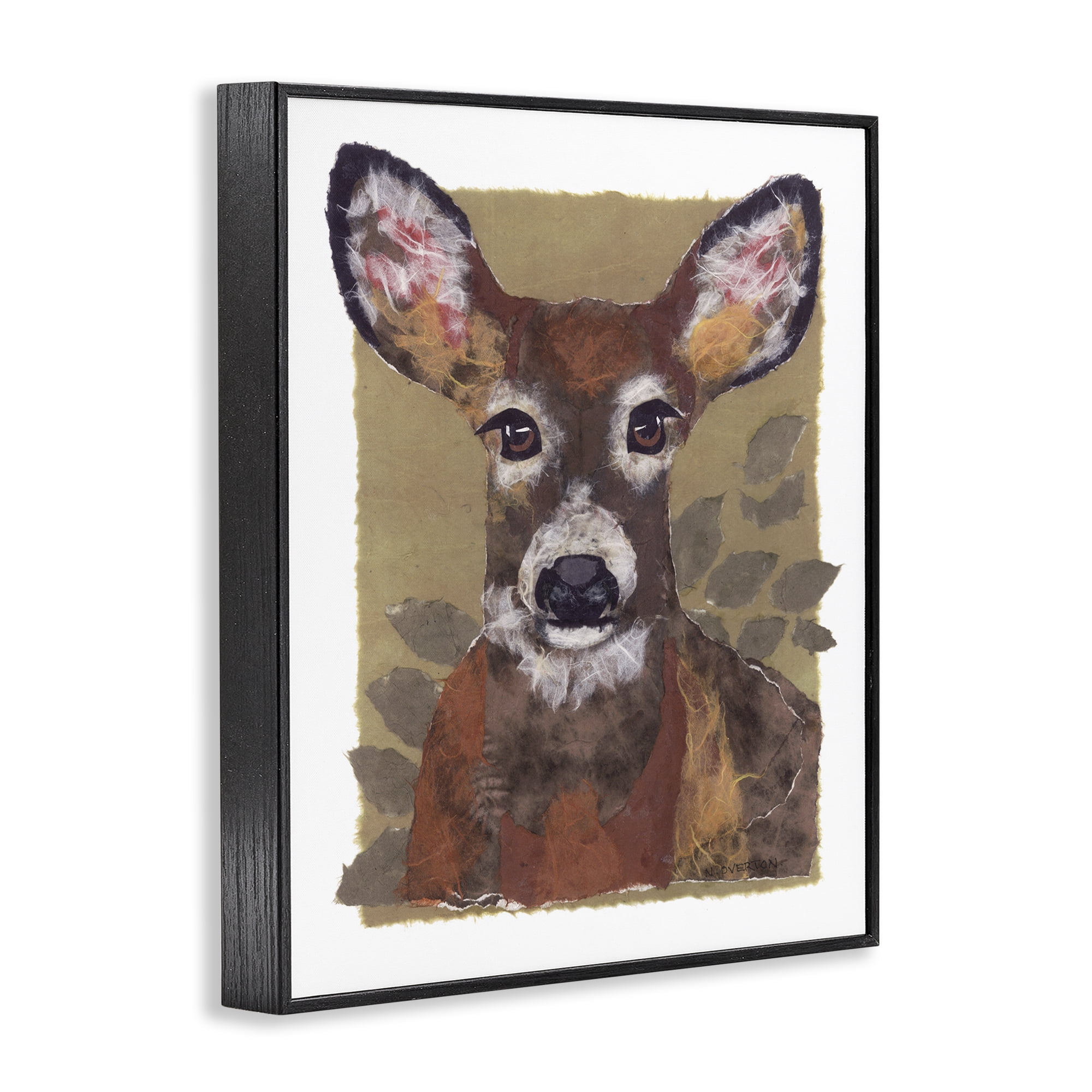 Stupell Industries Woodland Deer Painting Animals & Insects Painting Black Framed Art Print Wall Art, 16 x 20