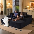 thumbnail image 4 of Liaroo 78.7" Double Chaise Lounge Chair Indoor, Oversized Boneless Sofa Bed, Deep Seat Sleeper Couch Reading Chairs, Cloud Sofas with Cup Holder & Side Pocket for Living Room, No Assembly Required, 4 of 13
