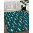 thumbnail image 3 of Ahgly Company Machine Washable Indoor Round Transitional Deep Teal Green Area Rugs, 6' Round, 3 of 7